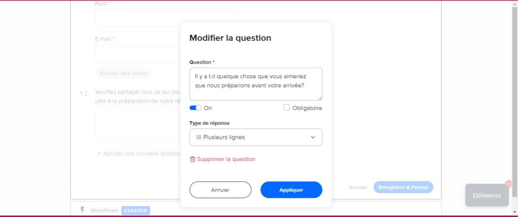 Modification de question Calendly