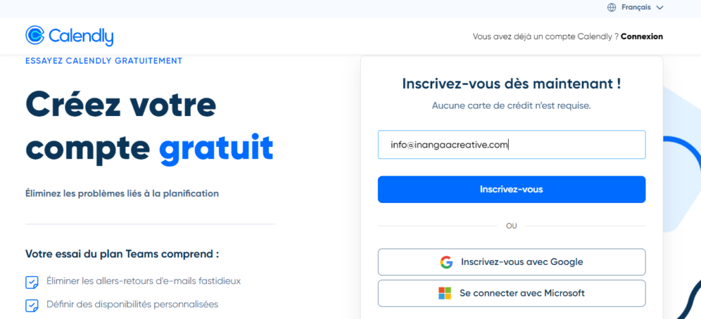 Créer compte gratuit Calendly