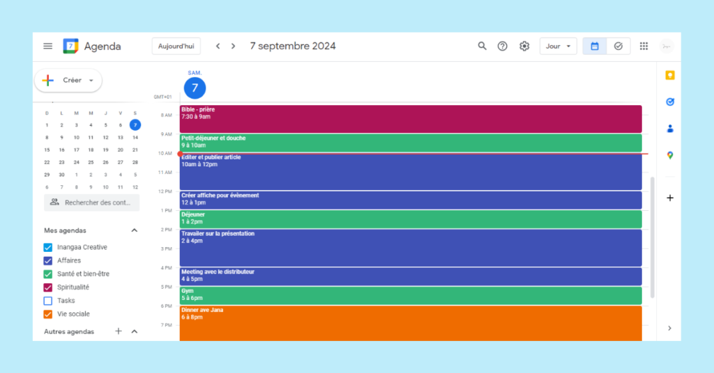 planifier la semaine - time blocking des journées